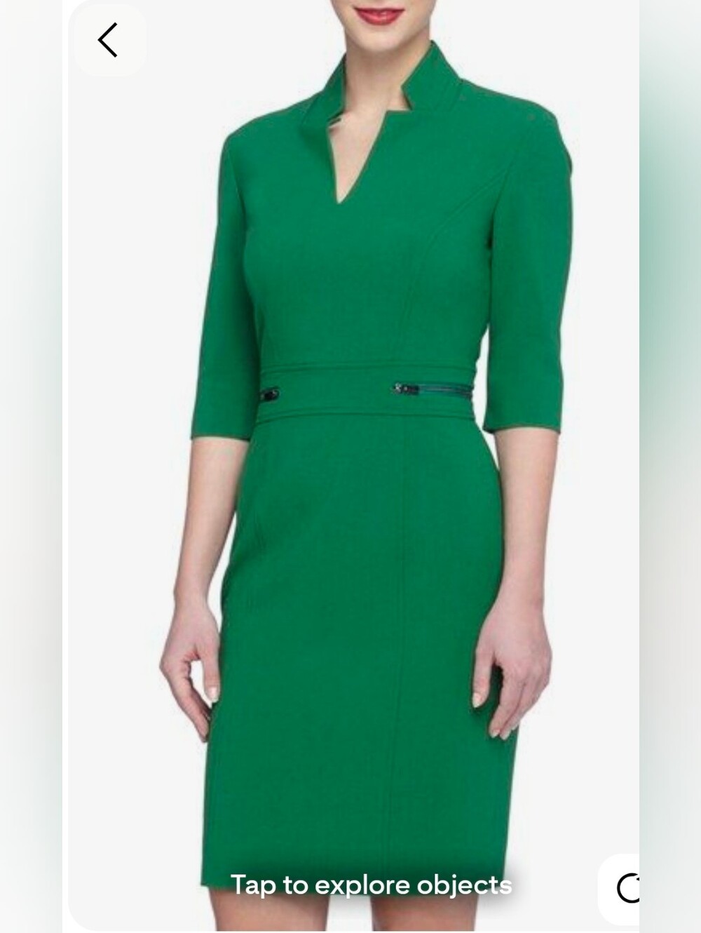 Tahari Emerald Green Midi Sheath Dress with Notch Collar - Size 12